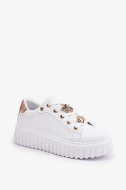 Sneakersy Damskie Z Przypinkami Białe Grelesi