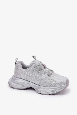 Sneakersy Damskie Zdobione Cyrkoniami Srebrne Porrot
