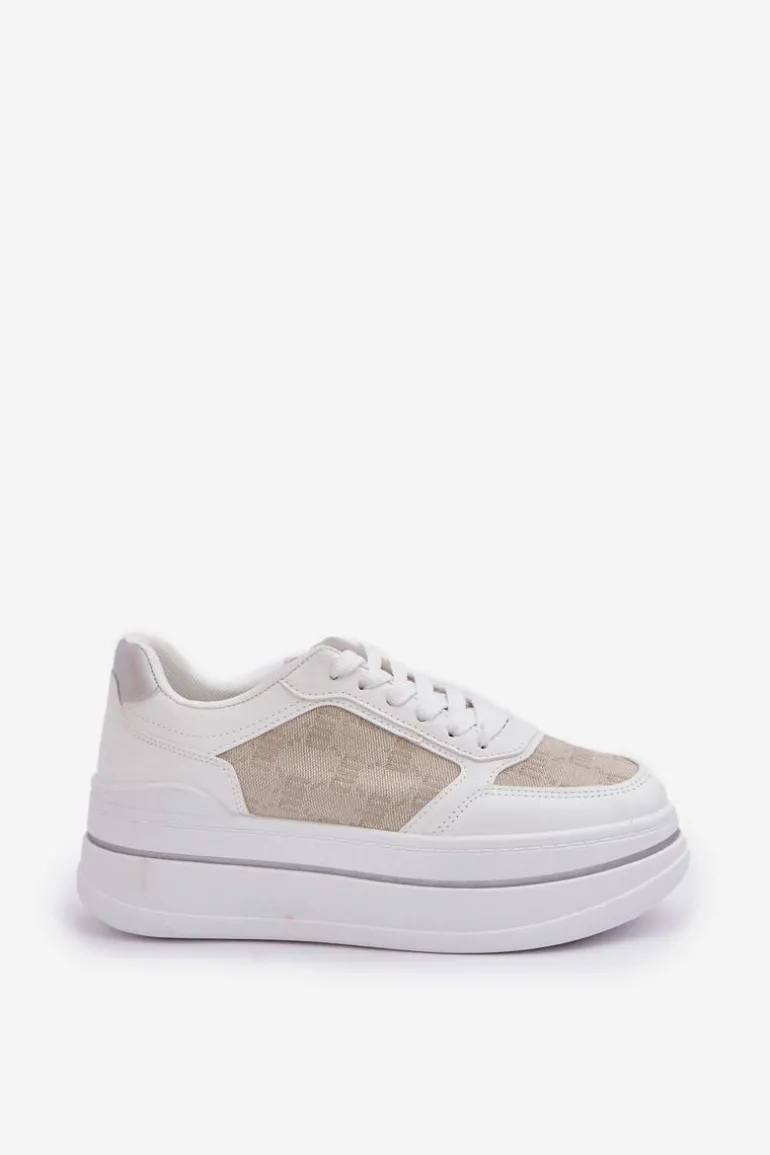 Sneakersy Damskie Ze Wzorem Białe Fenarra