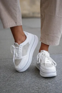 Sneakersy Damskie Ze Wzorem Białe Fenarra