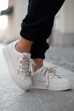 Sneakersy Damskie Ze Zdobieniem Na Platformie Beżowe Eanneth