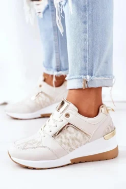 Sneakersy Na Koturnie Beżowe Weekend
