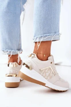 Sneakersy Na Koturnie Beżowe Weekend