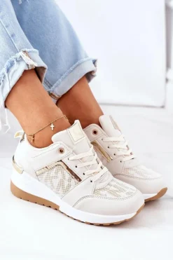 Sneakersy Na Koturnie Beżowe Weekend