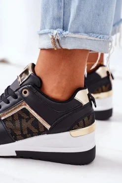 Sneakersy Na Koturnie Czarne Weekend