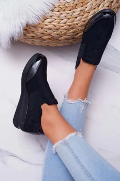 Sneakersy Na Koturnie Sergio Leone PB225 Czarne