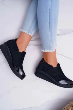 Sneakersy Na Koturnie Sergio Leone PB225 Czarne