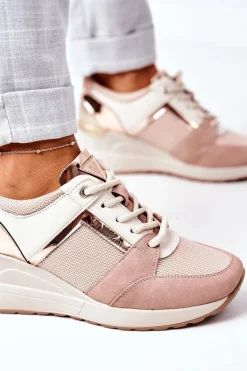Sneakersy Na Koturnie Vinceza 10606 Różowe