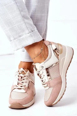 Sneakersy Na Koturnie Vinceza 10606 Różowe