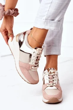Sneakersy Na Koturnie Vinceza 10606 Różowe