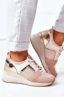 Sneakersy Na Koturnie Vinceza 10606 Różowe