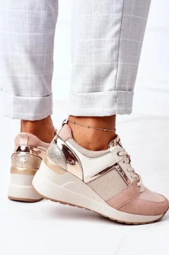 Sneakersy Na Koturnie Vinceza 10606 Różowe