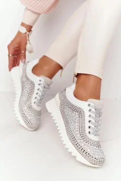Sneakersy Na Koturnie Z Cekinami Lu Boo Szare