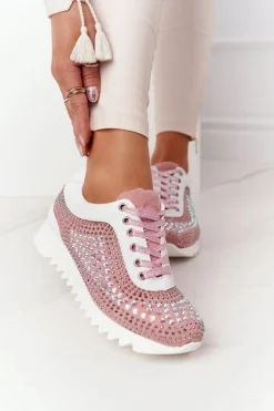 Sneakersy Na Koturnie Z Cekinami Lu Boo Różowe