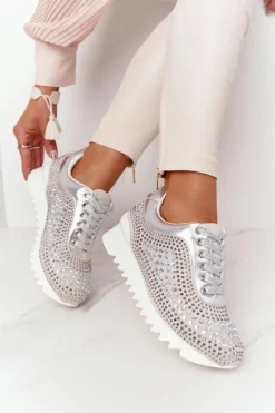 Sneakersy Na Koturnie Z Cekinami Lu Boo Srebrne