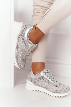Sneakersy Na Koturnie Z Cekinami Lu Boo Srebrne
