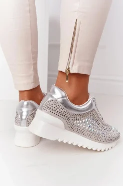 Sneakersy Na Koturnie Z Cekinami Lu Boo Srebrne
