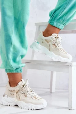 Sneakersy Na Masywnej Podeszwie Beżowe Your Style