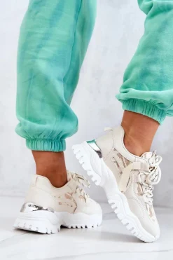 Sneakersy Na Masywnej Podeszwie Beżowe Your Style