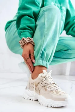 Sneakersy Na Masywnej Podeszwie Beżowe Your Style