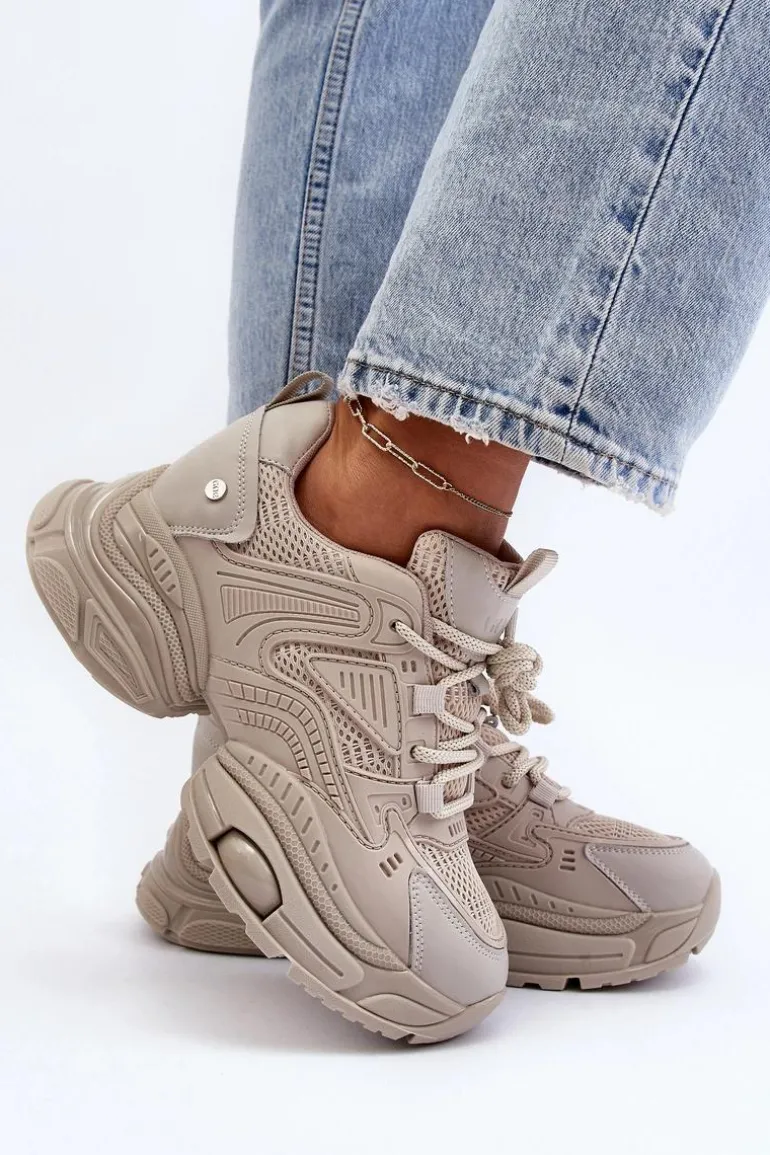 Sneakersy Na Masywnej Podeszwie GOE NN2N4046 Beżowe