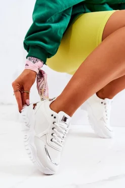 Sneakersy Na Platformie Białe Sallie