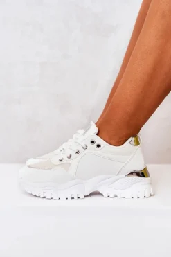 Sneakersy Na Platformie Białe Sallie