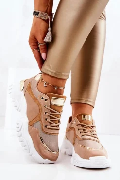 Sneakersy Na Platformie Brązowe Sallie