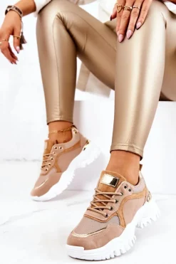 Sneakersy Na Platformie Brązowe Sallie