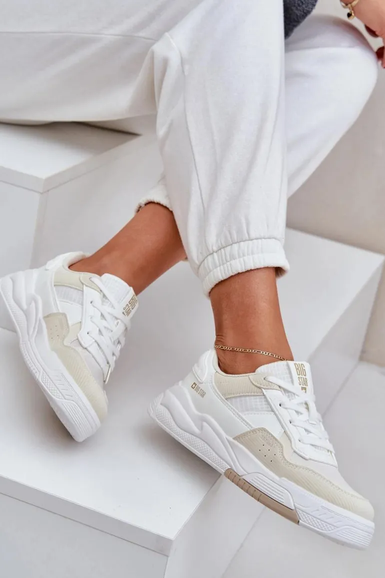 Sneakersy Na Platformie Big Star OO274A155 Biało-Beżowe