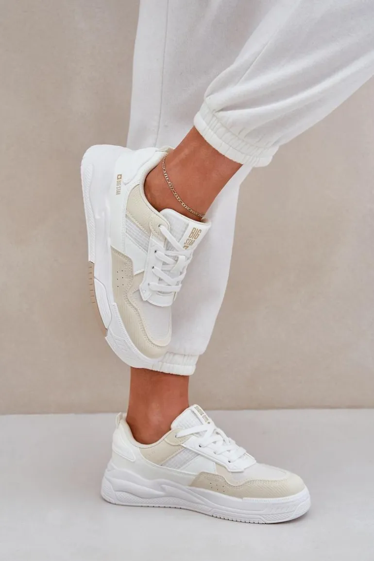Sneakersy Na Platformie Big Star OO274A155 Biało-Beżowe
