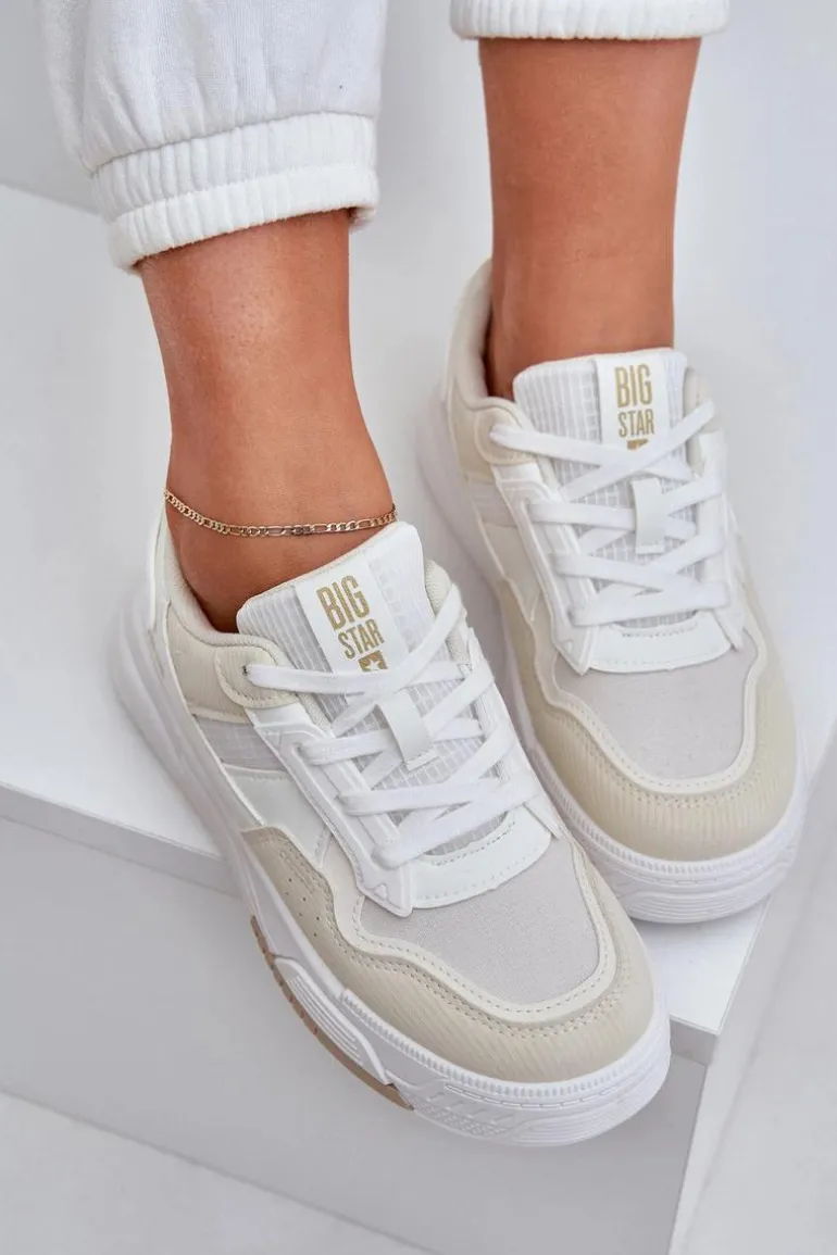 Sneakersy Na Platformie Big Star OO274A155 Biało-Beżowe