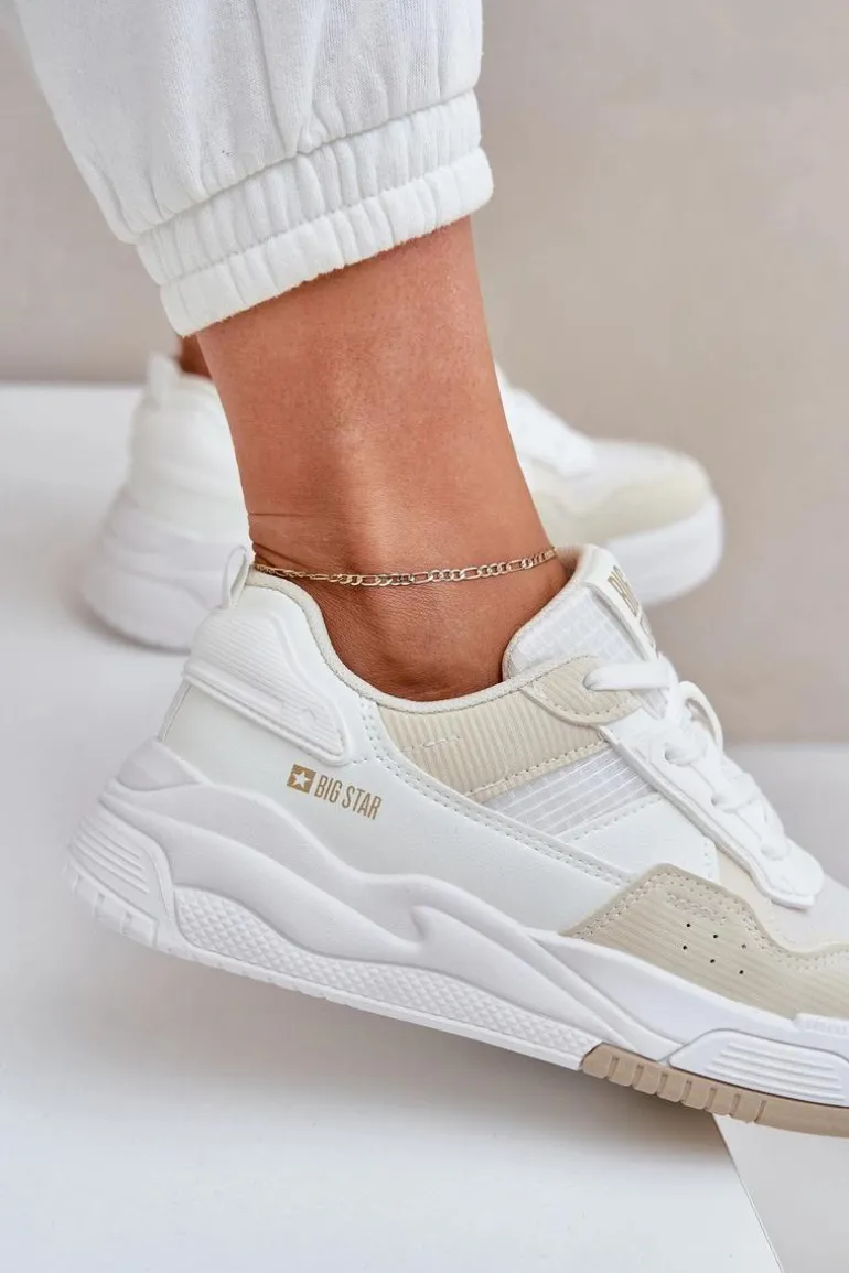 Sneakersy Na Platformie Big Star OO274A155 Biało-Beżowe