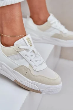 Sneakersy Na Platformie Big Star OO274A155 Biało-Beżowe