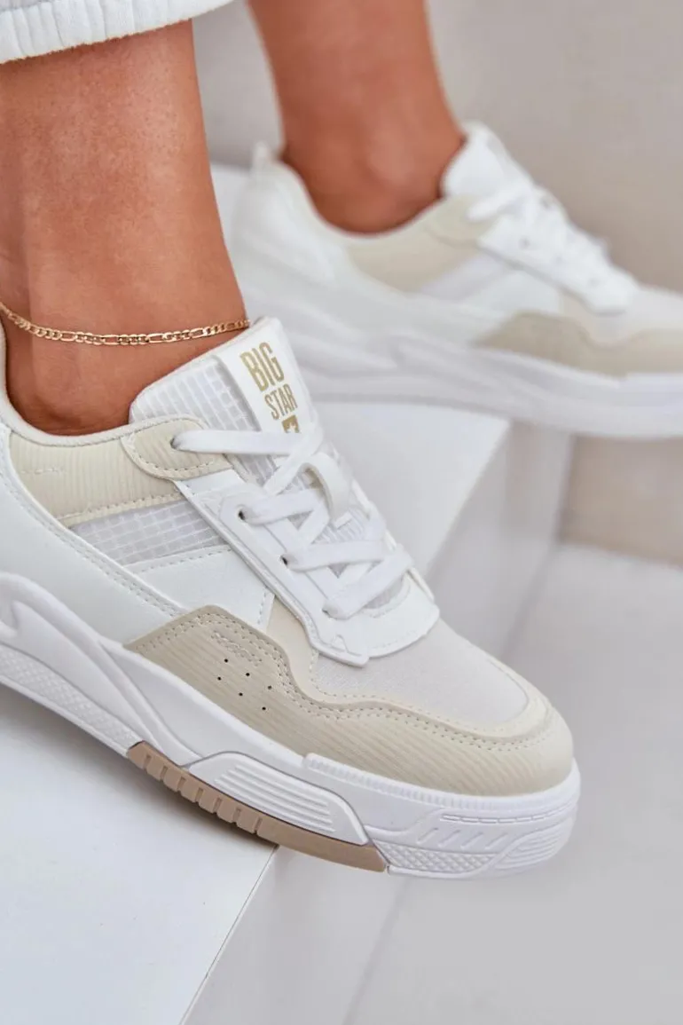 Sneakersy Na Platformie Big Star OO274A155 Biało-Beżowe