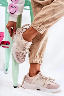 Sneakersy Sportowe Buty Damskie Beżowe Someday