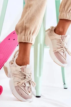 Sneakersy Sportowe Buty Damskie Beżowe Someday