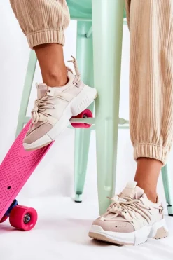 Sneakersy Sportowe Buty Damskie Beżowe Someday