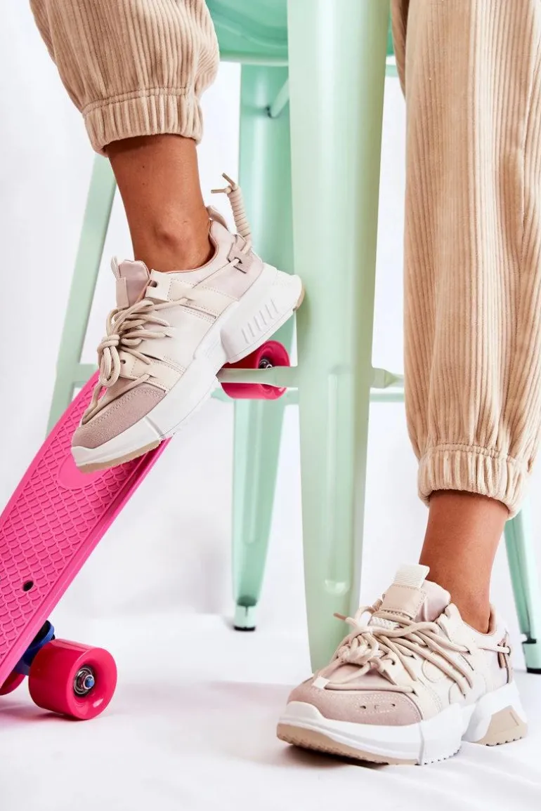 Sneakersy Sportowe Buty Damskie Beżowe Someday