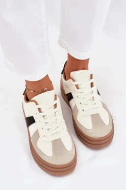 Sneakesy Damskie Na Platformie Beżowe Sivirae