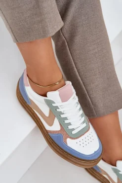 Sneakesy Damskie Z Brokatem Na Platformie Niebieskie Annines