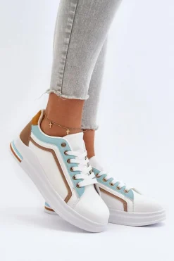 Sneakesy Damskie Z Brokatem Niebieskie Elnami