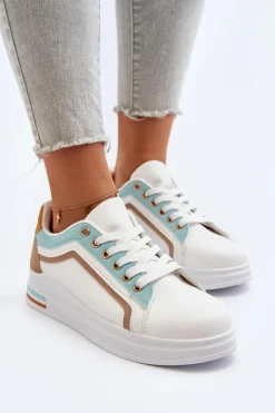 Sneakesy Damskie Z Brokatem Niebieskie Elnami