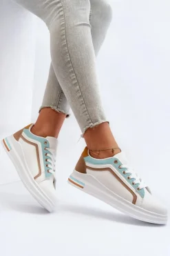 Sneakesy Damskie Z Brokatem Niebieskie Elnami