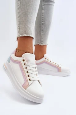 Sneakesy Damskie Z Brokatem Różowe Elnami