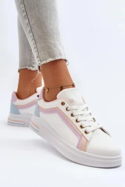 Sneakesy Damskie Z Brokatem Różowe Elnami