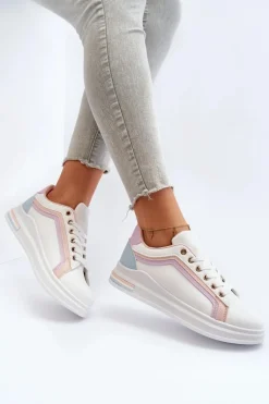 Sneakesy Damskie Z Brokatem Różowe Elnami