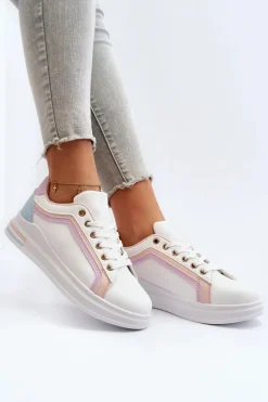 Sneakesy Damskie Z Brokatem Różowe Elnami