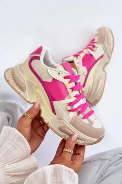 Snekersy Damskie Na Grubej Podeszwie Fuksja Peonema