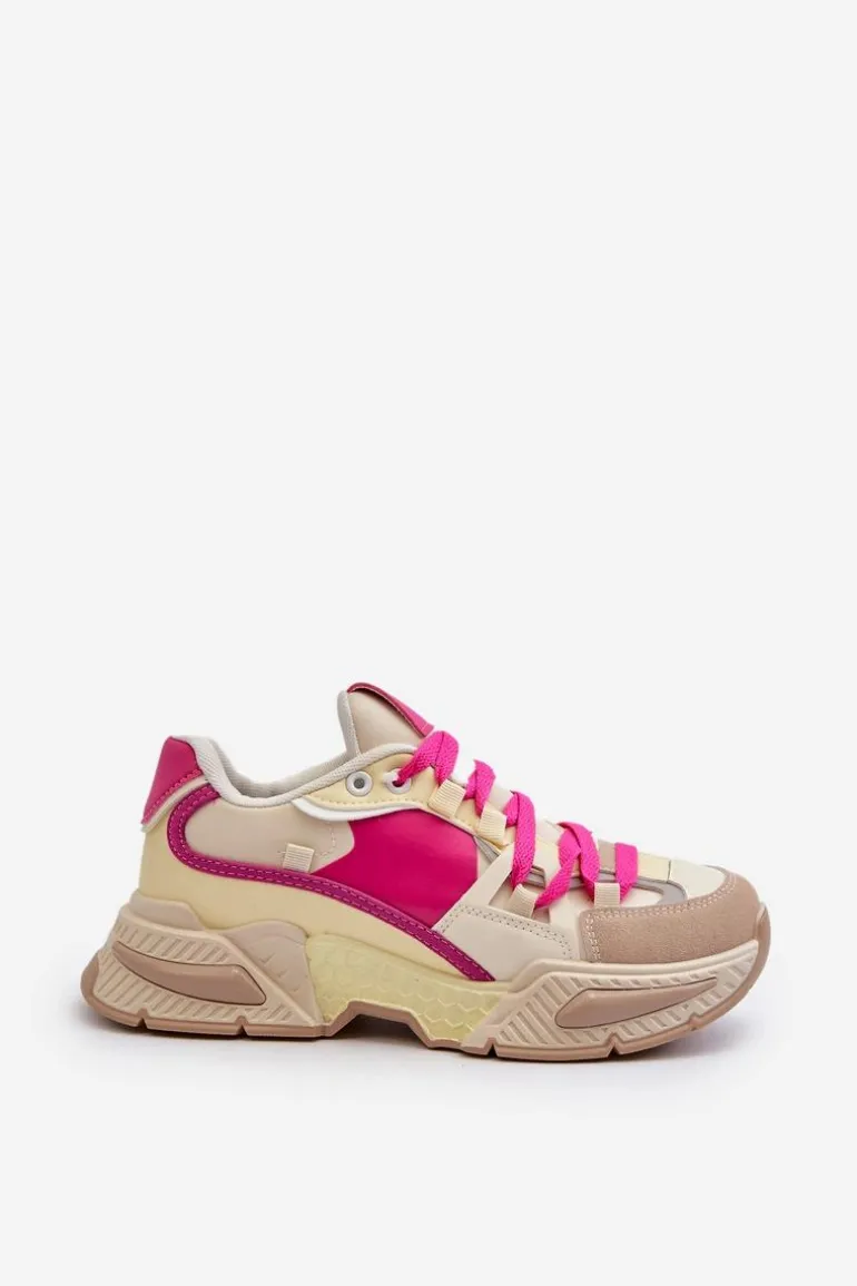 Snekersy Damskie Na Grubej Podeszwie Fuksja Peonema